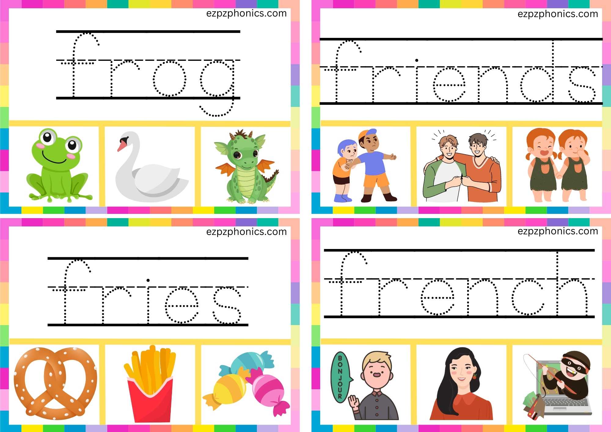 FR Beginning Blends Clip Cards Trace The Words And Clip The Correct Images Set 2